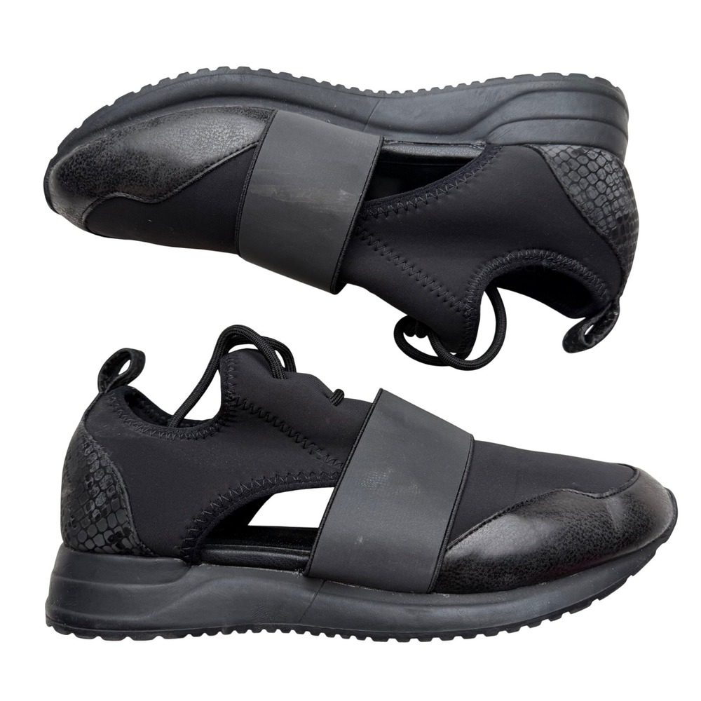 Aldo Neoprene Sneaker's Black Mixed Media Cutout Cybercore Matrix Edgy W8.5 M6.5